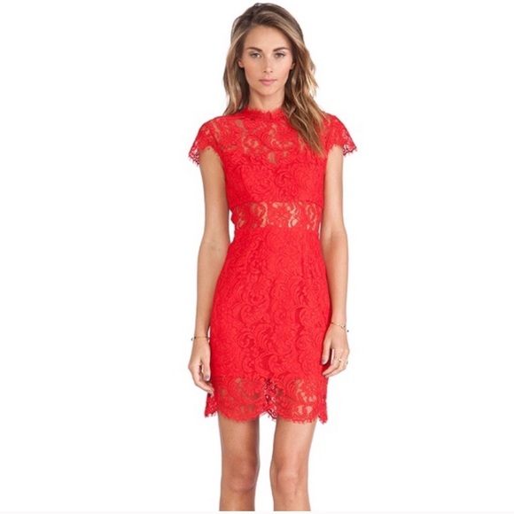 Saylor Red Lace Jane Dress - Picture 2 of 4